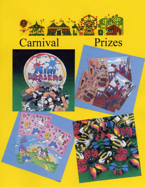 Carnival Prizes - Mini Erasers, Game Cards